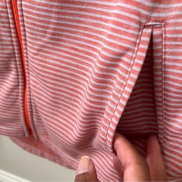 Burton Hooded Full Zip Warm-Up Jacket Orange Stripe Thumbholes Casual Fall Sz L - Picture 5 of 12